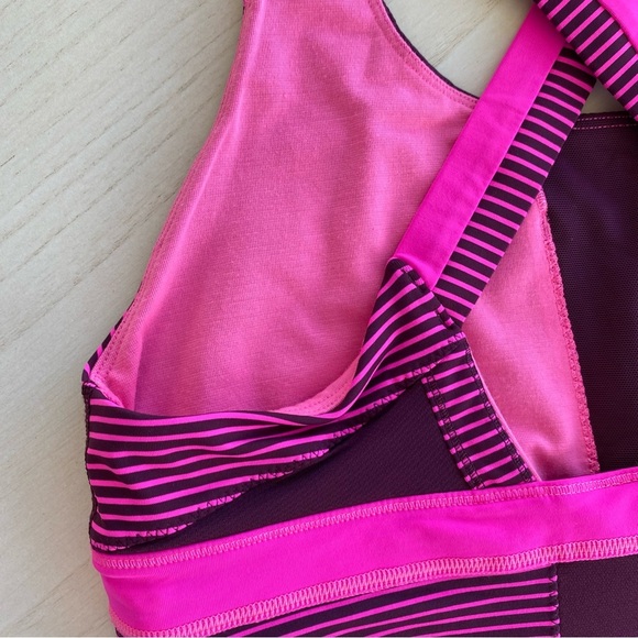 Lululemon Stuff Your Bra Tank II Hyper Stripe, Hot Pink/Maroon, Size M/L - Picture 10 of 15